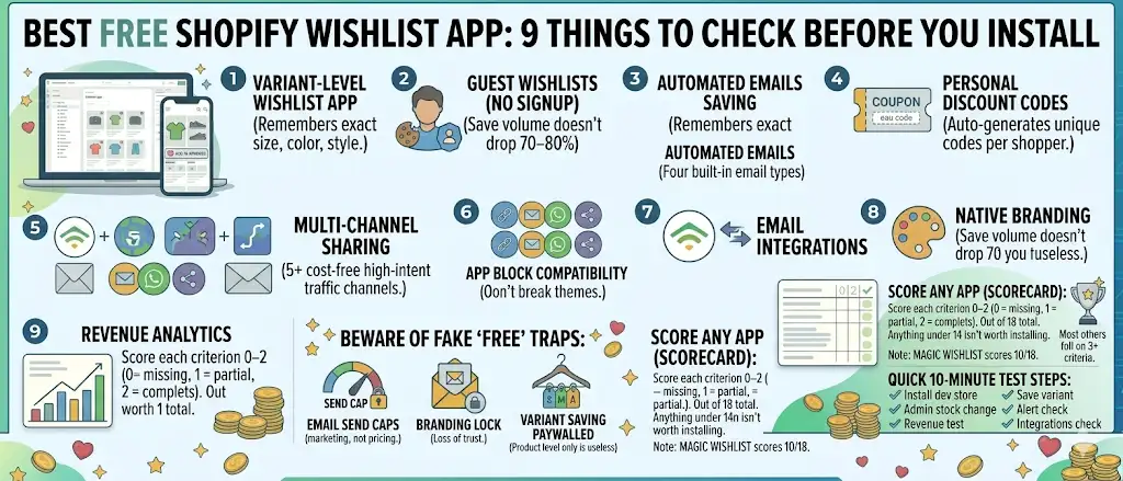 Best free Shopify wishlist app, 9 things to check before you install