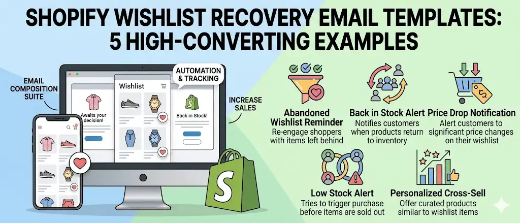 Shopify wishlist recovery email templates, 5 high-converting examples